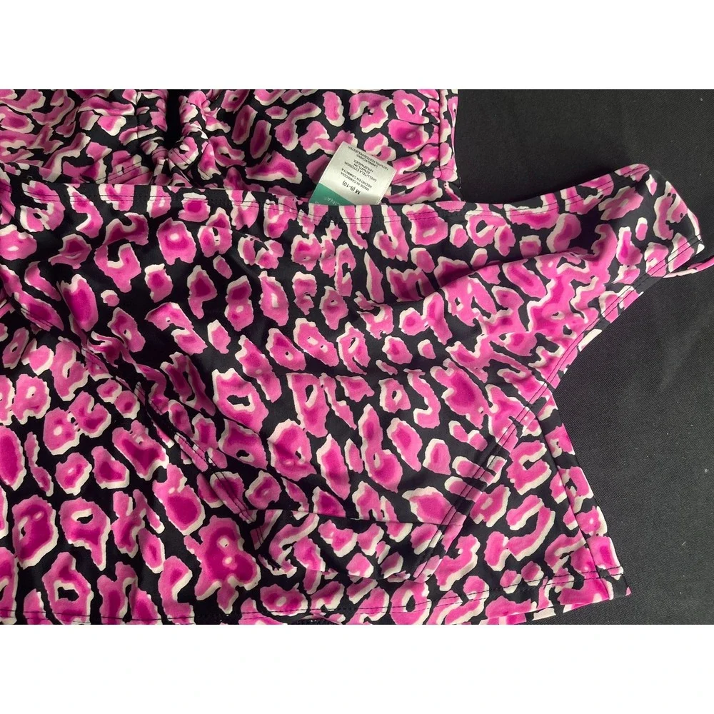 Collections by Catalina Pink Leopard Print Tankini Swimsuit Set Womens Med 8-10‎